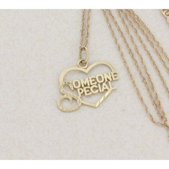 14k Yellow Gold Someone Special Heart Necklace 18" Chain - Picture 4 of 8